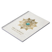 Yoga Gold Lotus Flower Mandala Elegant Linen Notitieboek (Linkerzijde)
