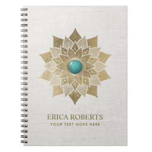 Yoga Gold Lotus Flower Mandala Elegant Linen Notitieboek
