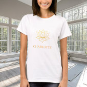 Yoga gold lotus flower name t-shirt