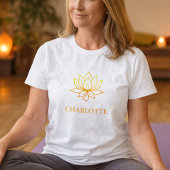 Yoga gold lotus flower name t-shirt