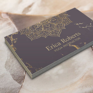 Yoga Gold Lotus Mandala Trendy Paarse marmer Visitekaartje