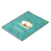 Yoga Gold Lotus Modern Turquoise & Gold Marble Notitieboek (Linkerzijde)