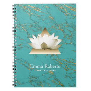 Yoga Gold Lotus Modern Turquoise & Gold Marble Notitieboek