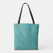 Yoga Gold Lotus Modern Turquoise & Gold Marble Tote Bag (Achterkant)