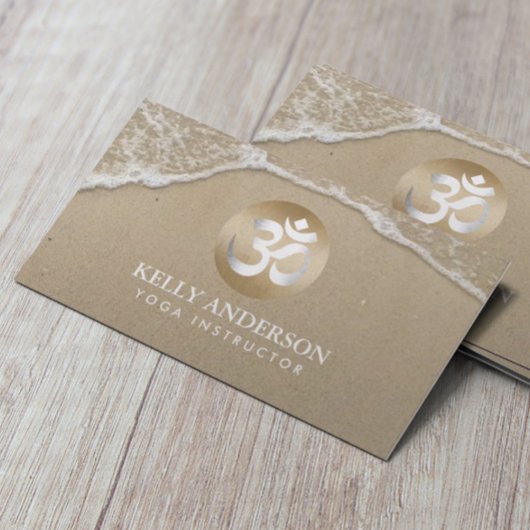 Yoga Gold Om Symbool Classy Beach Zand & Water Visitekaartje