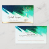 Yoga, Gold Tree Women Silhouette, Brush Stroke Visitekaartje (Voorkant / Achterkant)