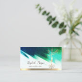 Yoga, Gold Tree Women Silhouette, Brush Stroke Visitekaartje (Staand voorkant)