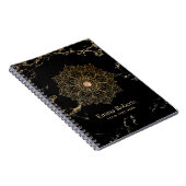 Yoga Goud Lotus Mandala Vintage Zwart Goud Marmer Notitieboek (Rechterzijde)
