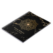 Yoga Goud Lotus Mandala Vintage Zwart Goud Marmer Notitieboek (Linkerzijde)