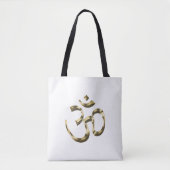 Yoga goud metallic Om hindoe boeddhistisch symbool Tote Bag (Voorkant)