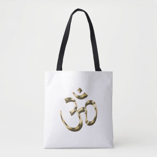 Yoga goud metallic Om hindoe boeddhistisch symbool Tote Bag (Voorkant)