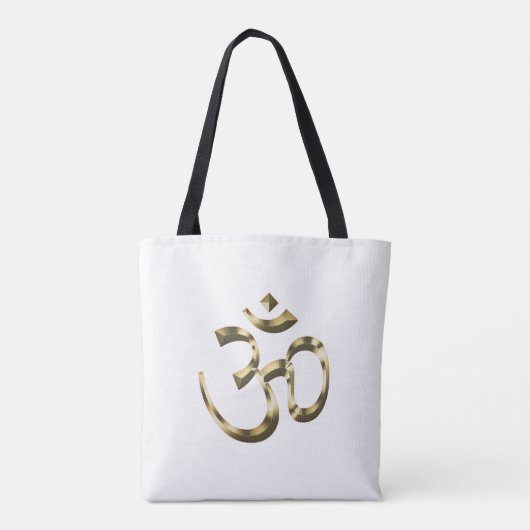 Yoga goud metallic Om hindoe boeddhistisch symbool Tote Bag (Achterkant)