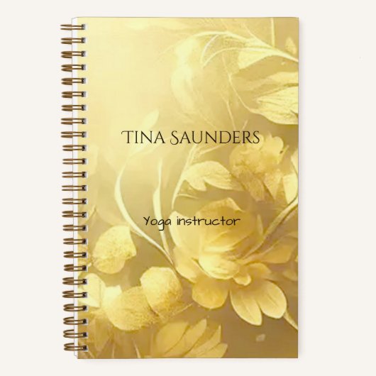 Yoga gouden bloemen aangepaste naam notitieboek (Voorkant)