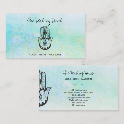 *~* Yoga Hamsa Hand of Fatima + Craters of Moon Visitekaartje (Voorkant / Achterkant)