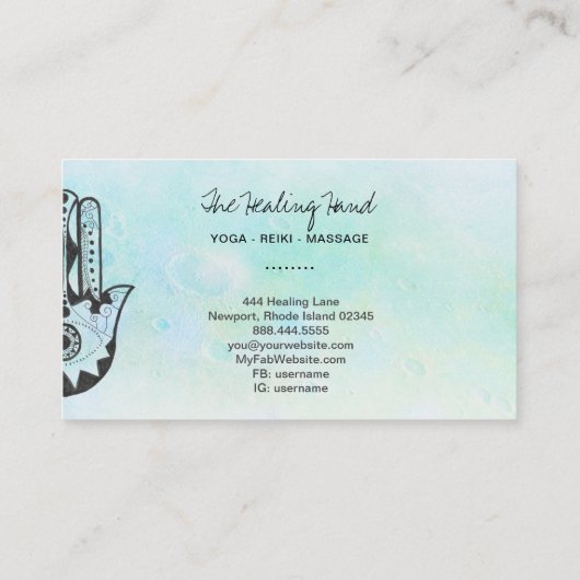 *~* Yoga Hamsa Hand of Fatima + Craters of Moon Visitekaartje (Achterkant)