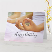 Yoga Happy Birthday Kaart Vouw de wijsvinger (Gele Bloem)