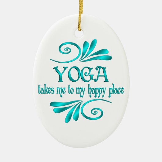 Yoga Happy Place Keramisch Ornament (Voorkant)