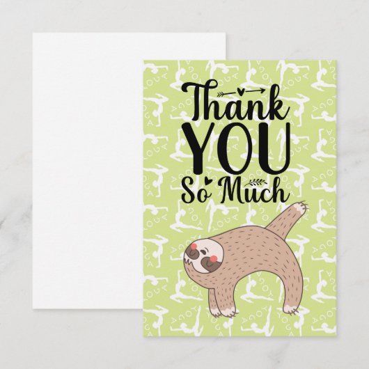 Yoga Hartelijk dank voor de Sloth Lovers Bedankkaart (Voorkant / Achterkant)