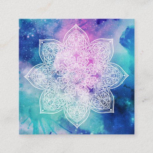 *~* Yoga Healer Mandala Universe Celestial Nebuala Vierkante Visitekaartje (Voorkant)