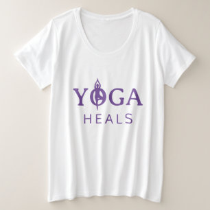 Yoga Heals plus size t-shirt met pose silhouet