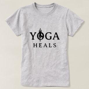 Yoga Heals T-shirt met boompose silhouet