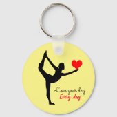 Yoga Heart & Love je day, Elke dag / Yogini Sleutelhanger (Voorkant)