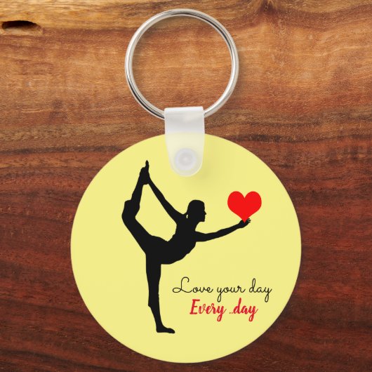 Yoga Heart & Love je day, Elke dag / Yogini Sleutelhanger (Voorkant)