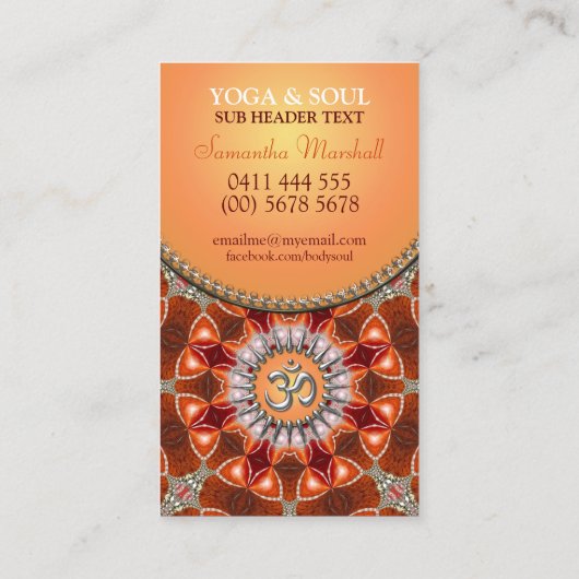 Yoga Holistic Crystal Energy NewAge Visitekaartjes (Achterkant)