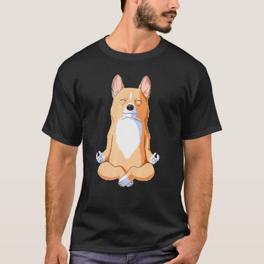 Yoga Hond Corgi T-shirt (Voorkant)