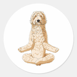 Yoga Hond Labradoodle Ronde Sticker