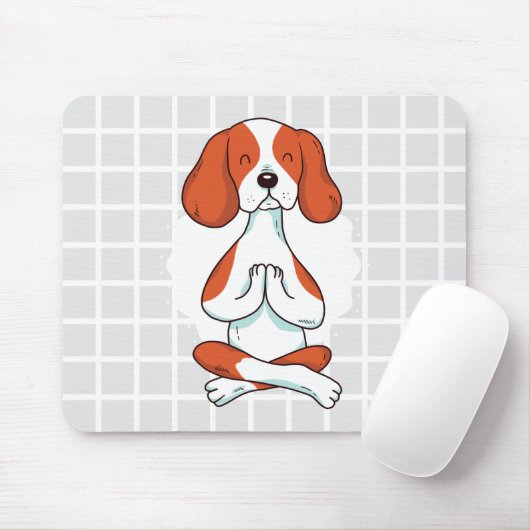 Yoga Hond op Rasterpatroon Muismat (Met muis)