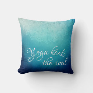 Yoga hoort de Soul Text met Blue Mandala Kussen
