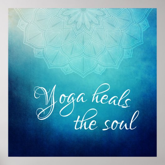 Yoga hoort de Soul Text met Blue Mandala Poster (Voorkant)