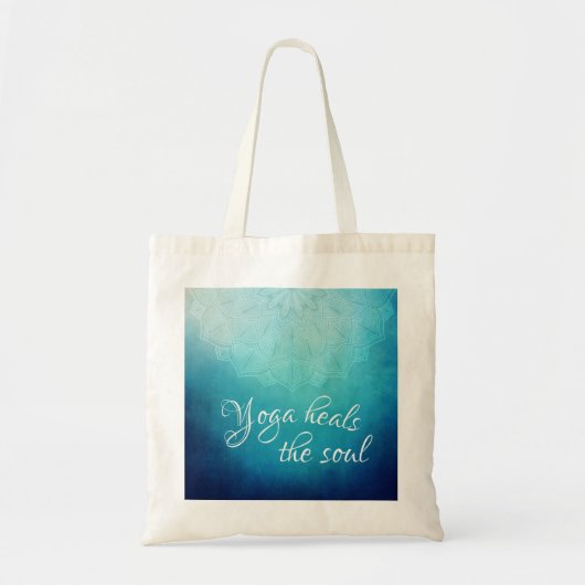 Yoga hoort de Soul Text met Blue Mandala Tote Bag (Voorkant)