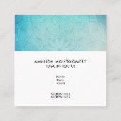 Yoga hoort de Soul Text met Blue Mandala Vierkante Visitekaartje (Achterkant)