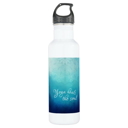 Yoga hoort de Soul Text met Blue Mandala Waterfles (Voorkant)
