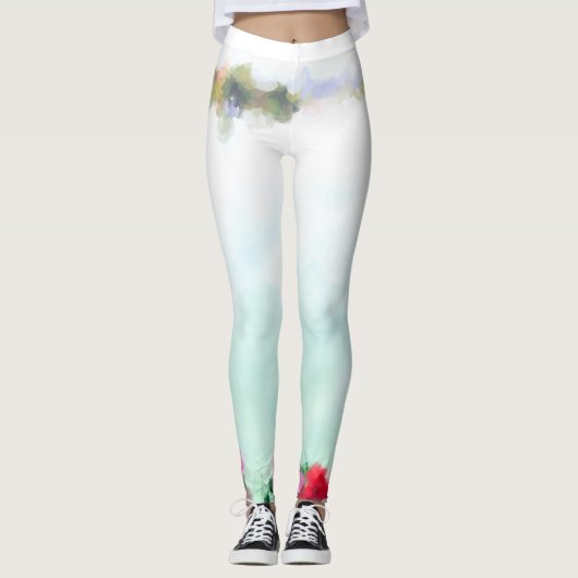 Yoga Hosen - weiss-mint Leggings (Voorkant)