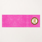 Yoga Hot Roze Glitter Girly Monogram Goud Glitter Yogamat (Voorkant (horizontaal))