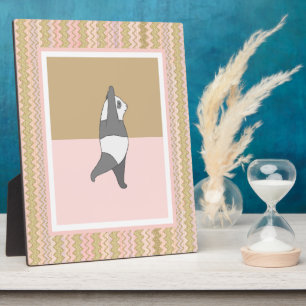 Yoga Houden Panda Roze Zig Zag Achtergrond Fotoplaat