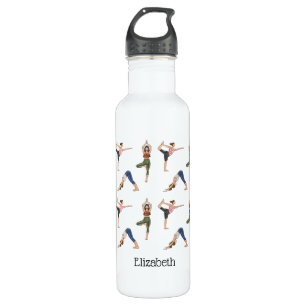 Yoga Houding Dames Kleurig Patroon Met Naam Waterfles