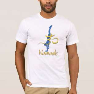 Yoga-houding handstand, om namaste t-shirts