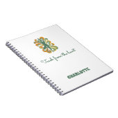 Yoga houding kronkels groene oranje naam slogan re notitieboek (Rechterzijde)