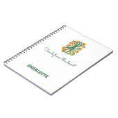 Yoga houding kronkels groene oranje naam slogan re notitieboek (Linkerzijde)