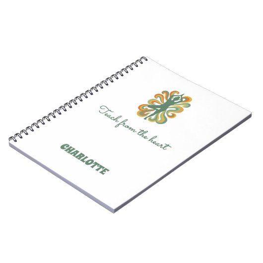 Yoga houding kronkels groene oranje naam slogan re notitieboek (Linkerzijde)