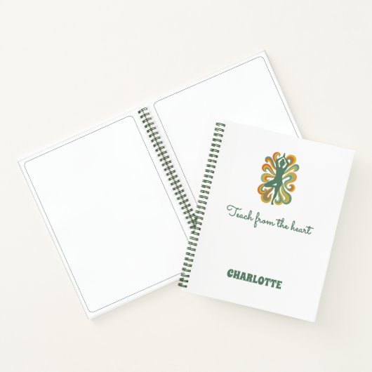 Yoga houding kronkels groene oranje naam slogan re notitieboek (Binnen)