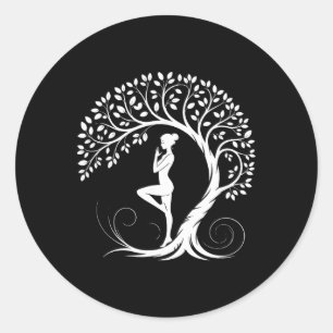 Yoga Houding Meditatie Namaste Boeddhisme Boom Ronde Sticker
