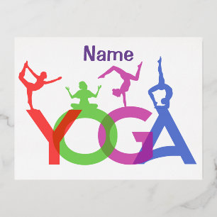 Yoga-houdingen Silhouetten Thunder_Cove Folie Feestdagen Briefkaart