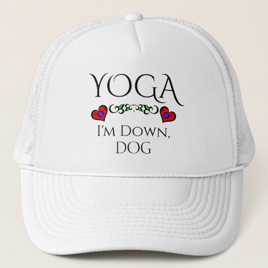 Yoga, ik ben omlaag, Dog Trucker Hat Pet (Voorkant)