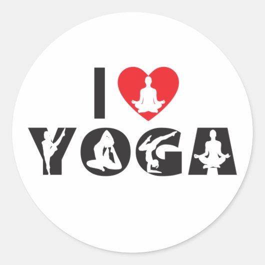 Yoga - Ik hou van Yoga Ronde Sticker (Voorkant)