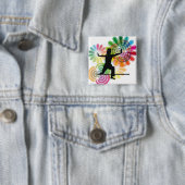 Yoga-illustratie Vierkante Button 5,1 Cm (In situ)